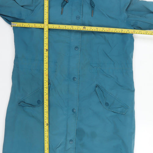 Seasalt Cornwall Women Blue Hooded Long Waterproof Rain Coat Size 10