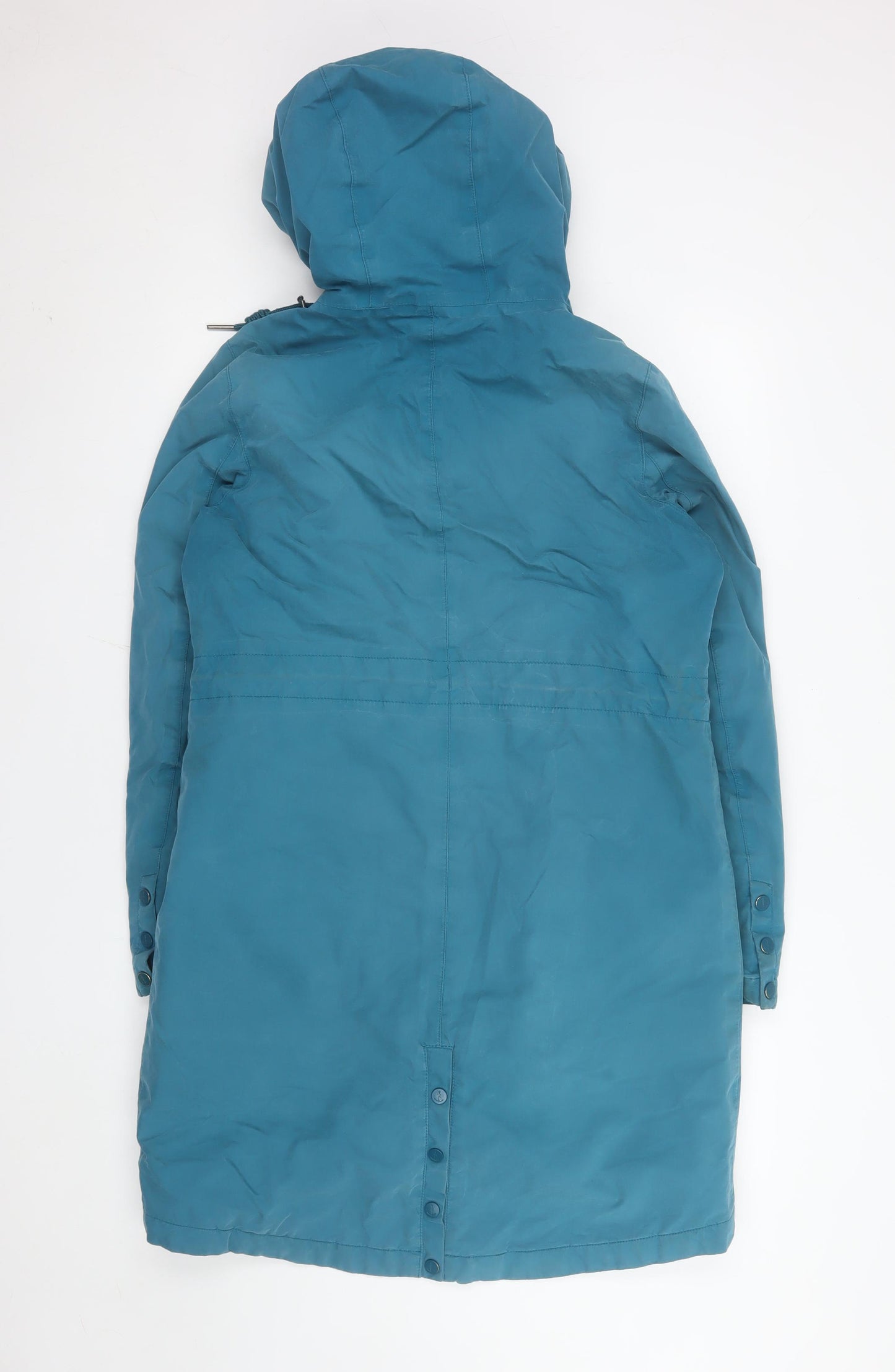 Seasalt Cornwall Women Blue Hooded Long Waterproof Rain Coat Size 10