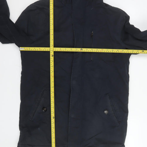 Criminal Mens Blue Cotton Parka Hooded Shower Resistant Jacket M