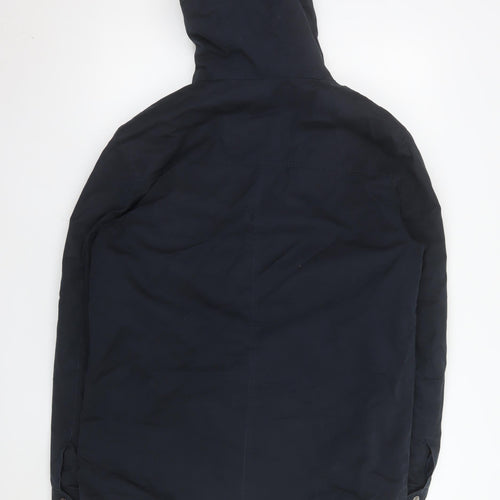 Criminal Mens Blue Cotton Parka Hooded Shower Resistant Jacket M
