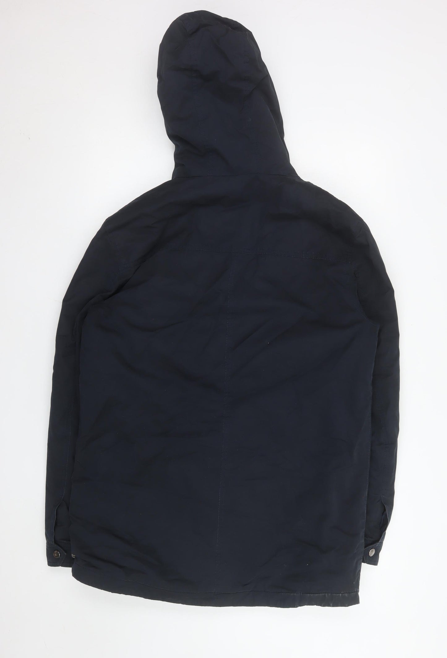 Criminal Mens Blue Cotton Parka Hooded Shower Resistant Jacket M