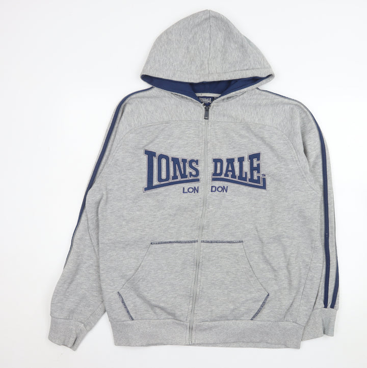 Lonsdale Men Grey 2XL Hooded Full Zip Basic Sports Jacket