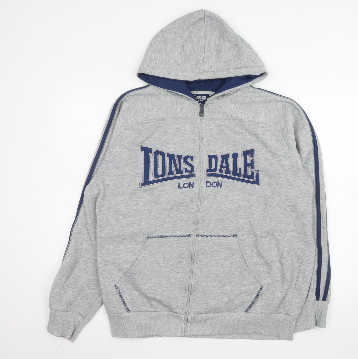 Lonsdale Men Grey 2XL Hooded Full Zip Basic Sports Jacket