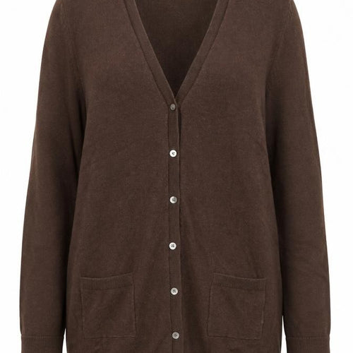 Tommy Hilfiger Women's Brown XL V-Neck Long Sleeve Cotton Cashmere Cardigan