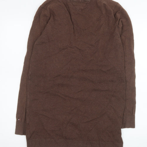 Tommy Hilfiger Women's Brown XL V-Neck Long Sleeve Cotton Cashmere Cardigan