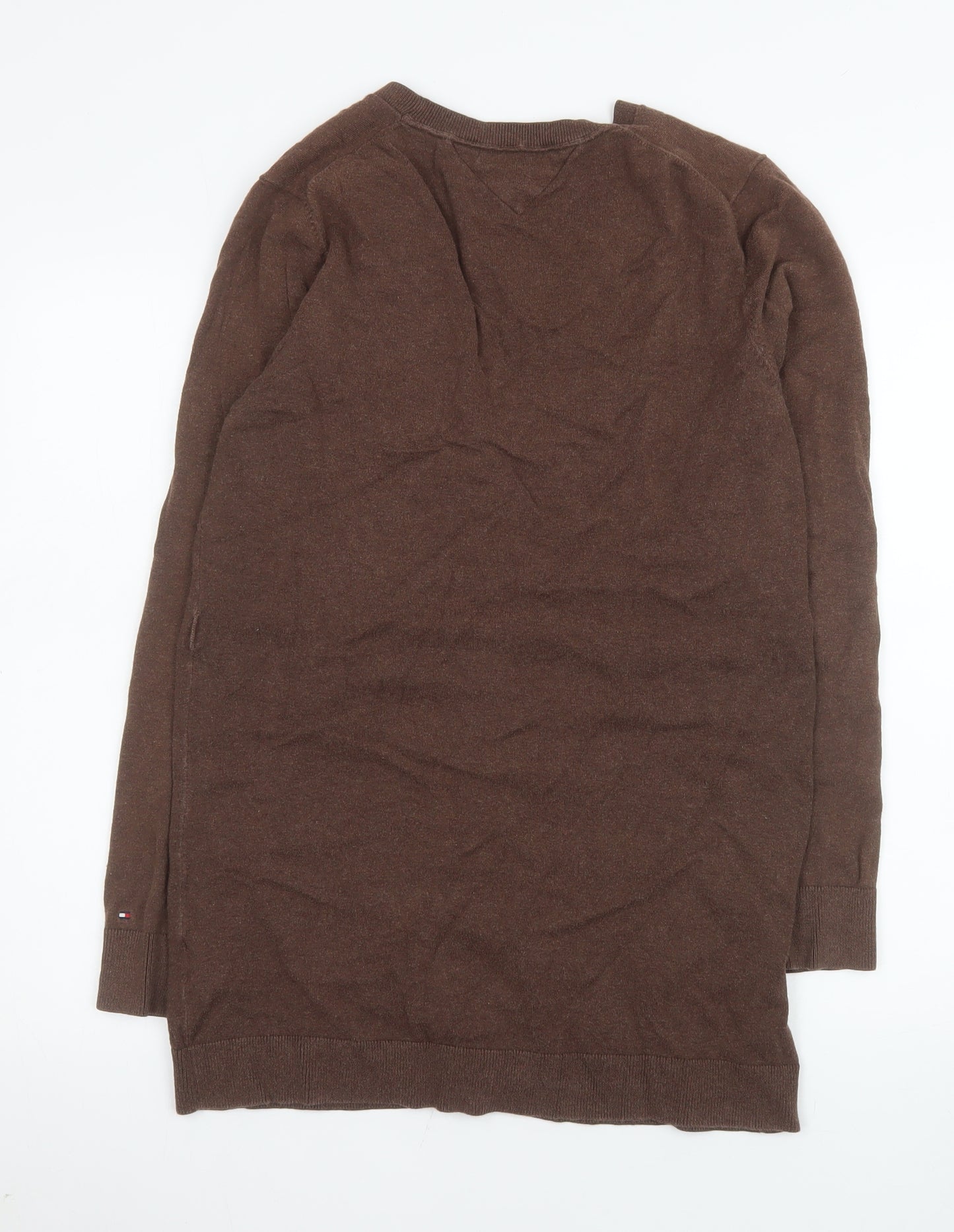 Tommy Hilfiger Women's Brown XL V-Neck Long Sleeve Cotton Cashmere Cardigan