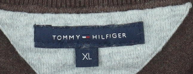 Tommy Hilfiger Women's Brown XL V-Neck Long Sleeve Cotton Cashmere Cardigan