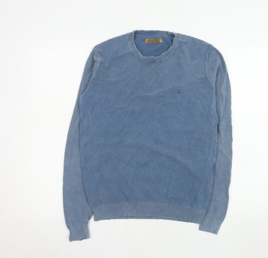 Pearly King Men's Blue Cotton Crew Neck Long Sleeve Jumper Size S