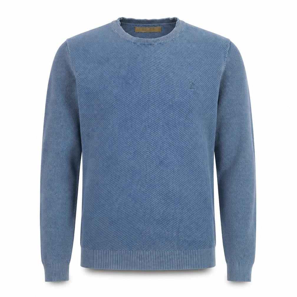 Pearly King Men's Blue Cotton Crew Neck Long Sleeve Jumper Size S