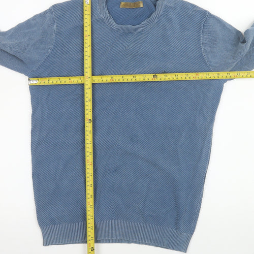 Pearly King Men's Blue Cotton Crew Neck Long Sleeve Jumper Size S