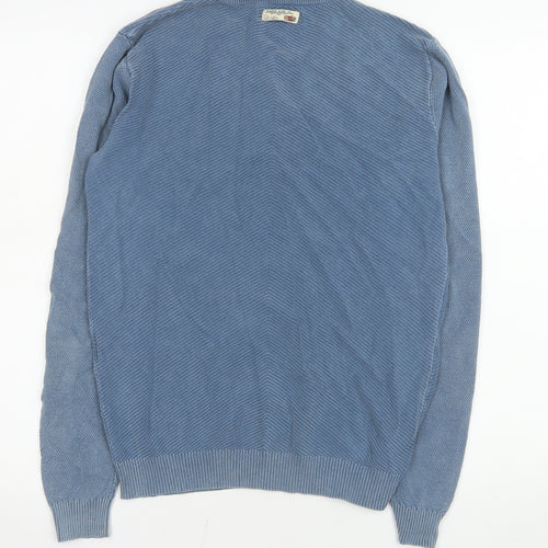 Pearly King Men's Blue Cotton Crew Neck Long Sleeve Jumper Size S