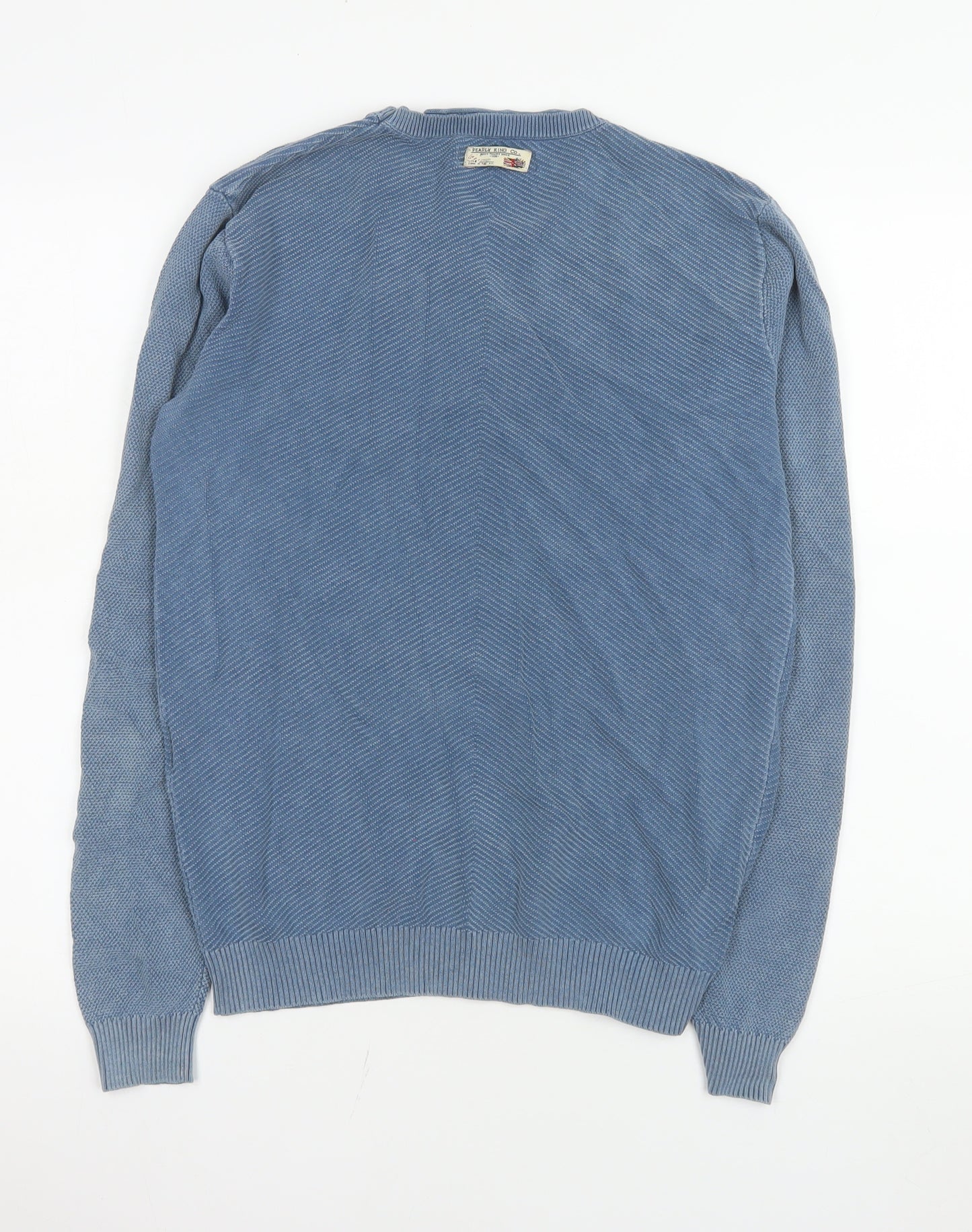 Pearly King Men's Blue Cotton Crew Neck Long Sleeve Jumper Size S