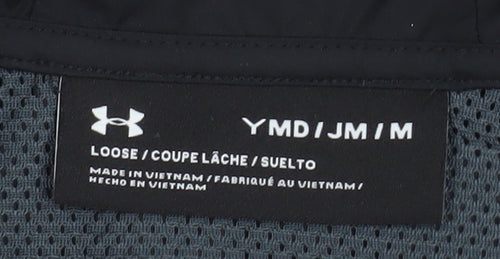 Under Armour Boys Black Windbreaker Hooded Jacket Size 10 Years