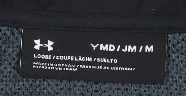 Under Armour Boys Black Windbreaker Hooded Jacket Size 10 Years