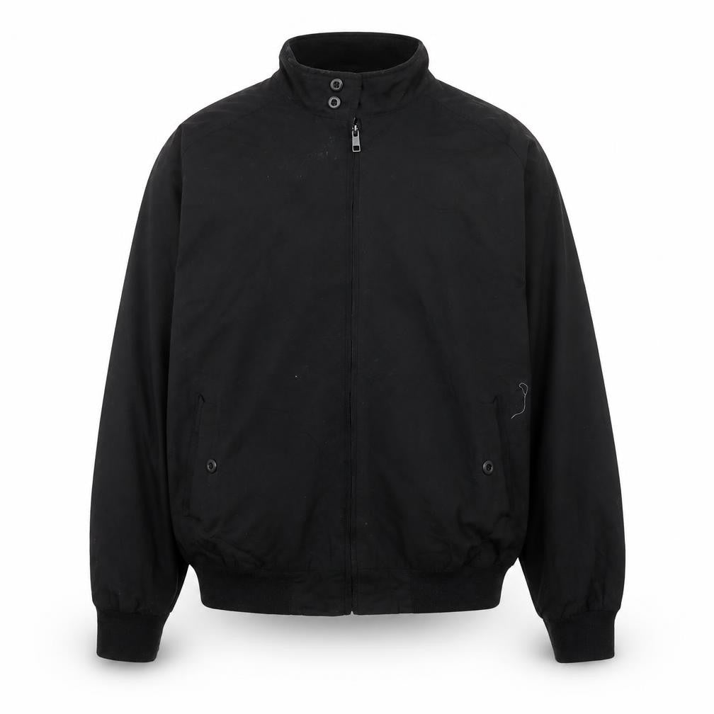 Front view of Soulstar&Co Men's Black M Bomber Jacket Full Zip Casual Polyester