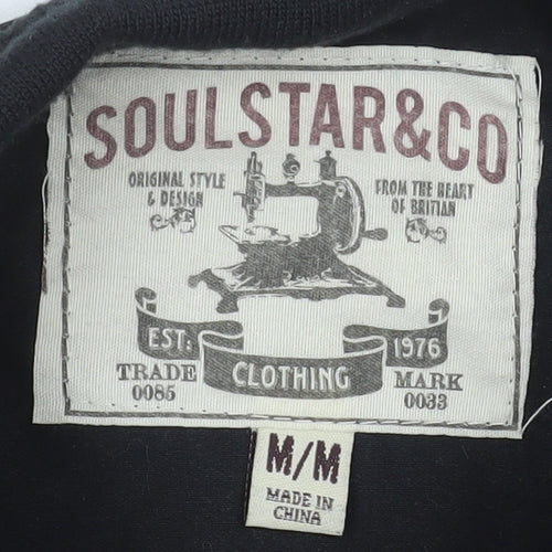 Soulstar&Co Men's Black M Bomber Jacket Full Zip Casual Polyester