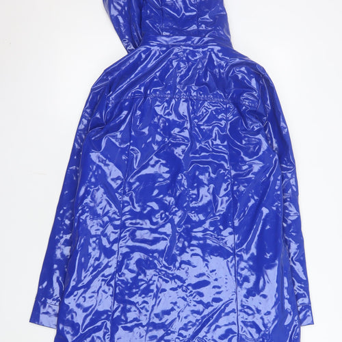 Vero Moda Women's Blue Hooded Waterproof Long Rain Coat Size M