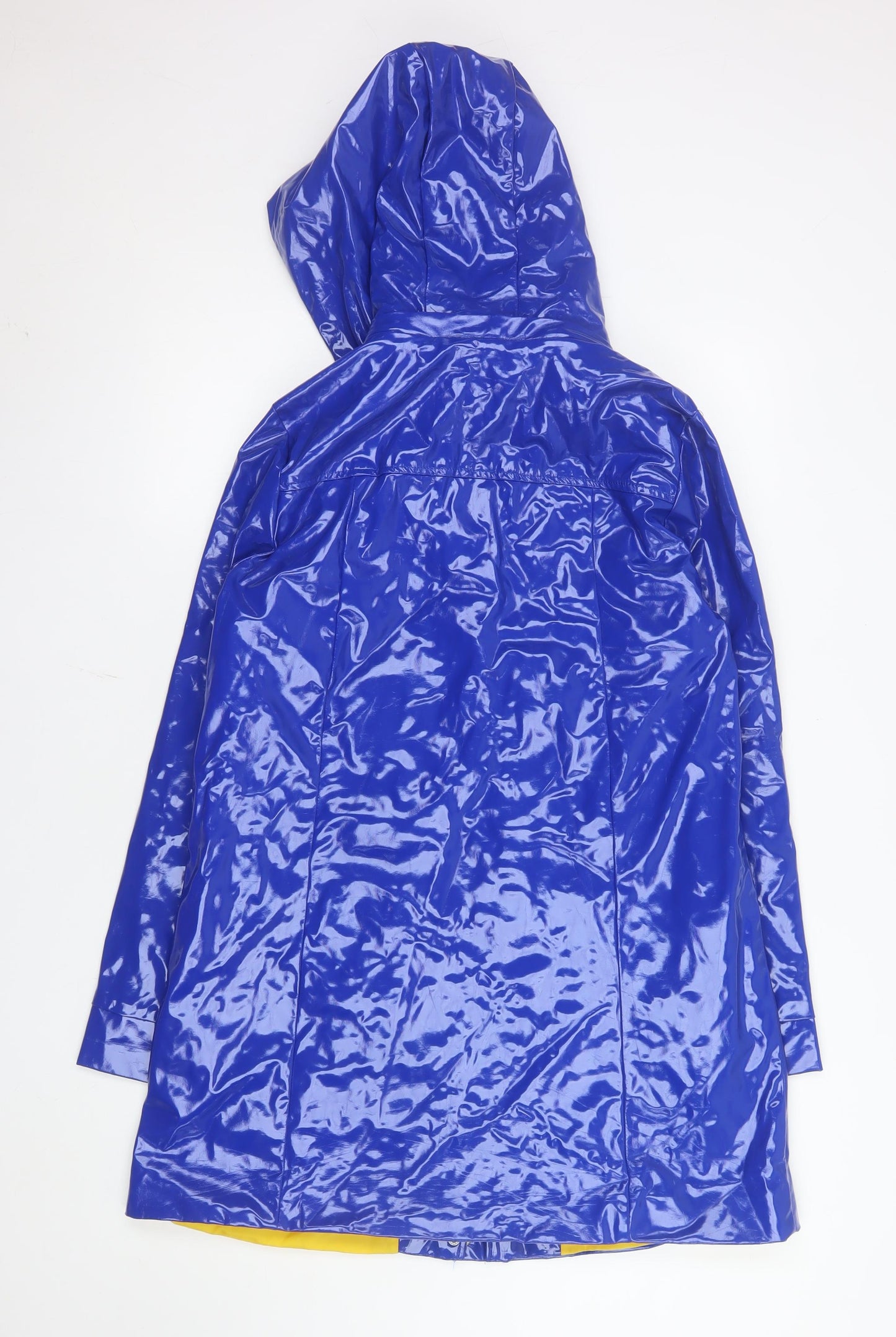 Vero Moda Women's Blue Hooded Waterproof Long Rain Coat Size M
