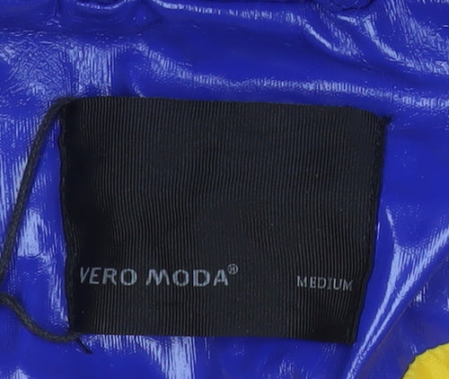 Vero Moda Women's Blue Hooded Waterproof Long Rain Coat Size M
