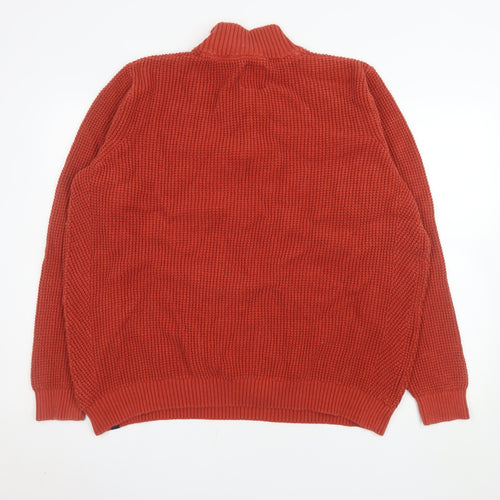 Fat Face Men's Red 2XL Half Zip Cotton Knit Sweatshirt