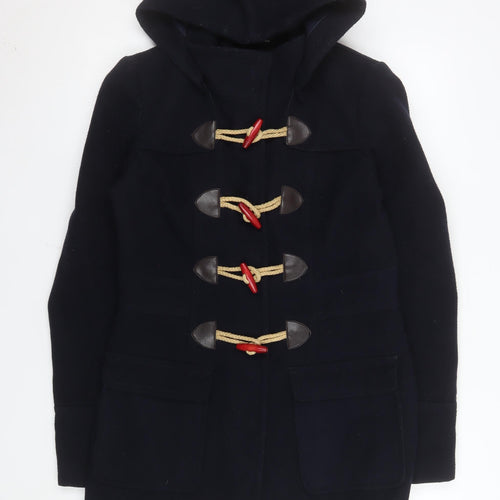 Dorothy Perkins Womens Black Hooded Duffle Coat Size 10