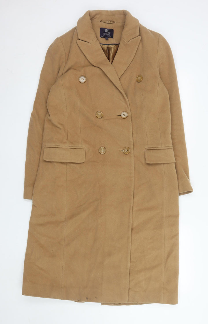 Marks and Spencer Women’s Beige Wool Cashmere Long Trench Coat Size 10