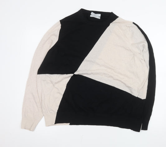 Marks and Spencer Women's Black Merino Wool Geometric Jumper Size 24