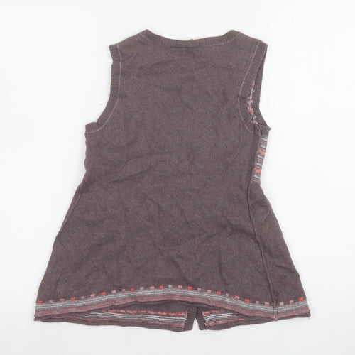 White Stuff Womens Brown Fair Isle Sleeveless Cardigan Size 8
