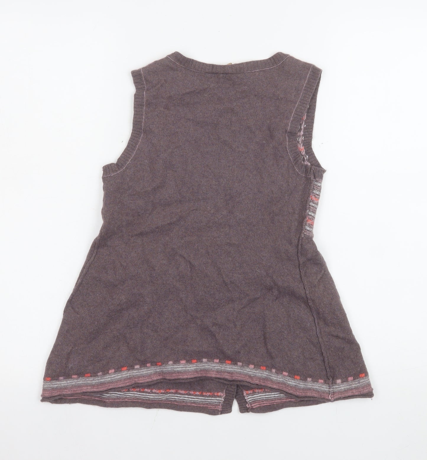 White Stuff Womens Brown Fair Isle Sleeveless Cardigan Size 8