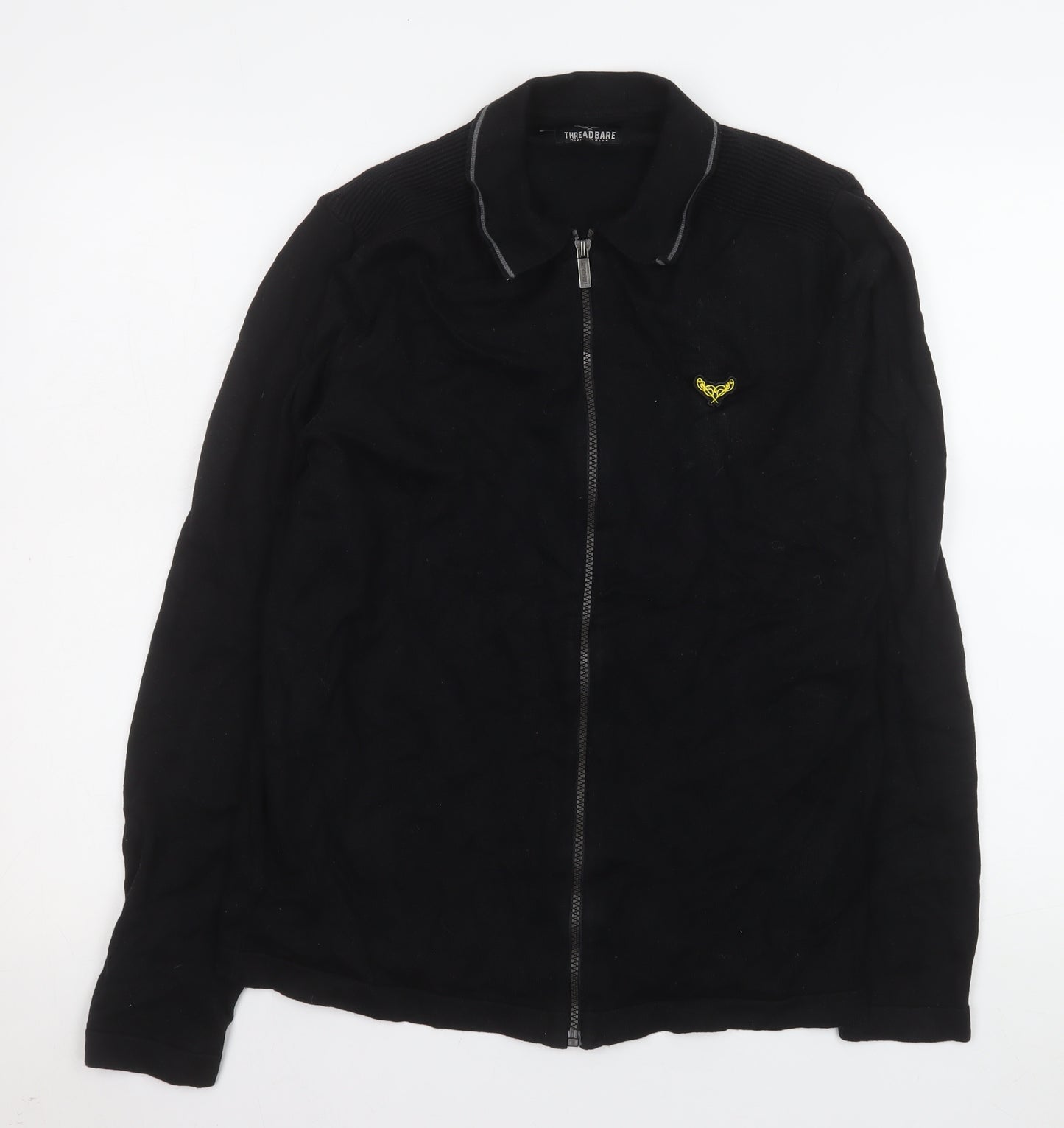 Threadbare Men's Black Cotton Full Zip Basic Jacket Size M