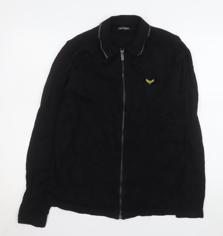 Threadbare Men's Black Cotton Full Zip Basic Jacket Size M