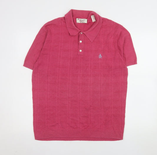Vintage Penguin by Munsingwear Pink Men's L Cotton Polo Shirt