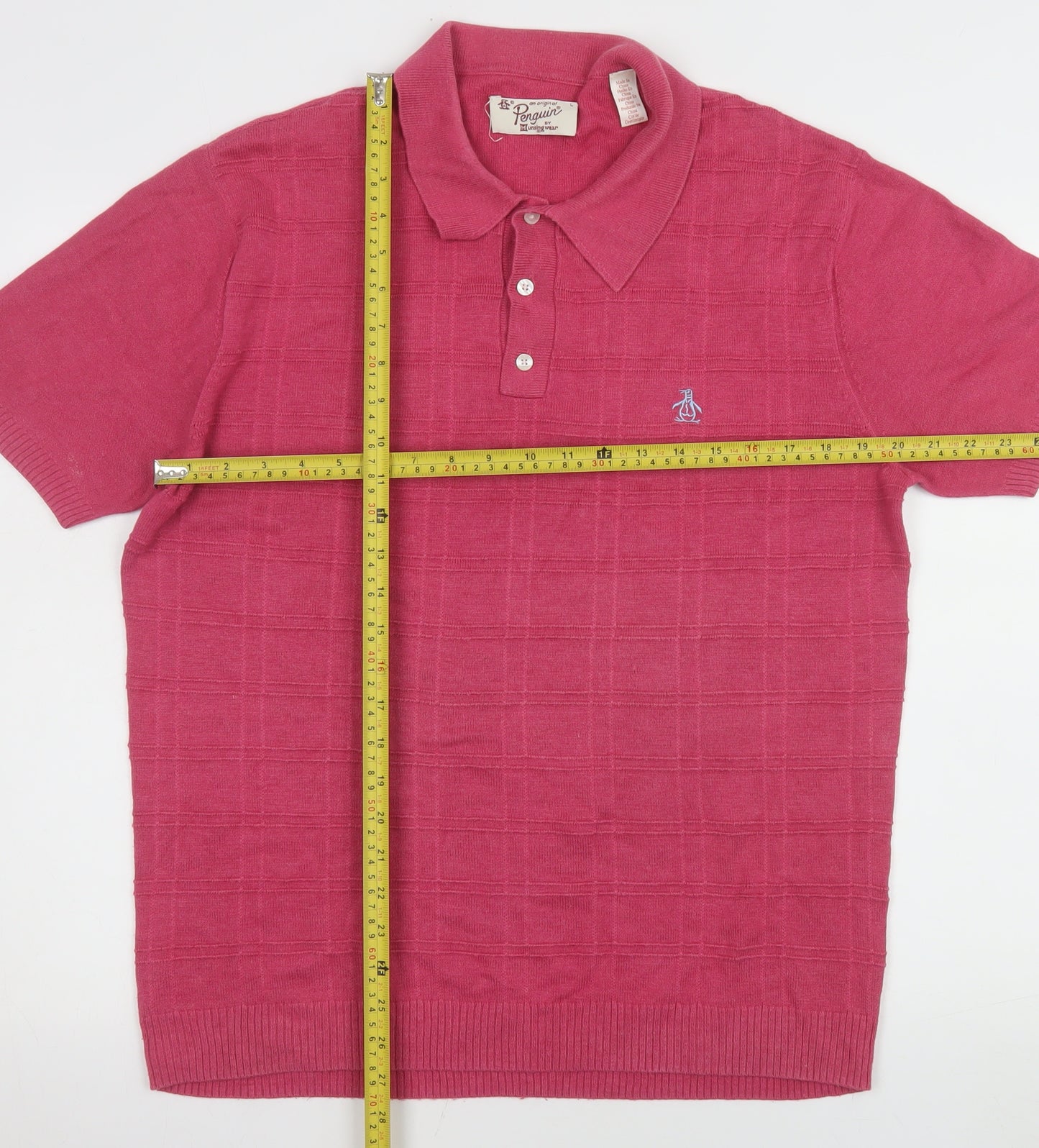 Vintage Penguin by Munsingwear Pink Men's L Cotton Polo Shirt