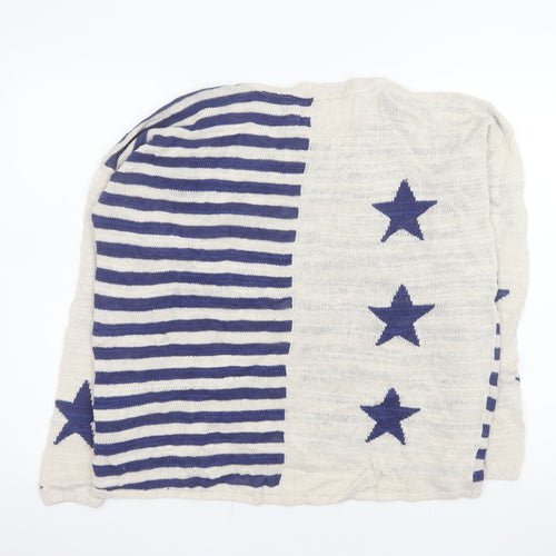 Hilfiger Denim Women's Ivory Blue Star Striped Knit Jumper XL