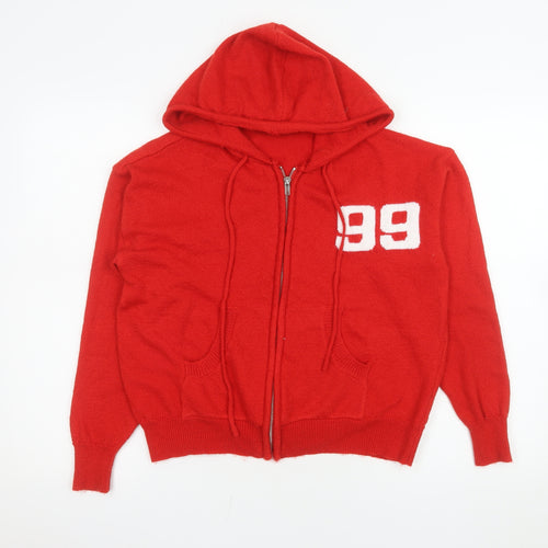 Fashion Nova Women's Red XS Hooded Full Zip Jumper