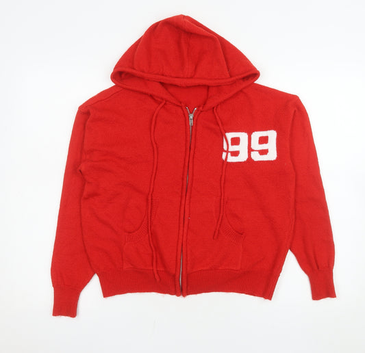 Fashion Nova Women's Red XS Hooded Full Zip Jumper