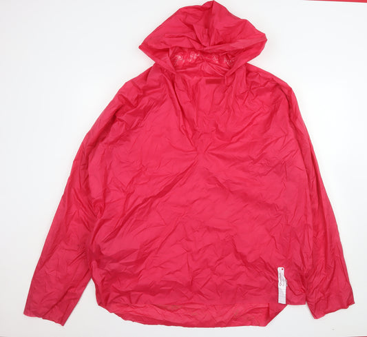 Decathlon Creation Women Red Hooded Lightweight Rain Jacket Size 18