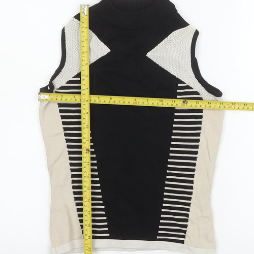 River Island Womens Black Striped High Neck Sleeveless Knit Top Size 10