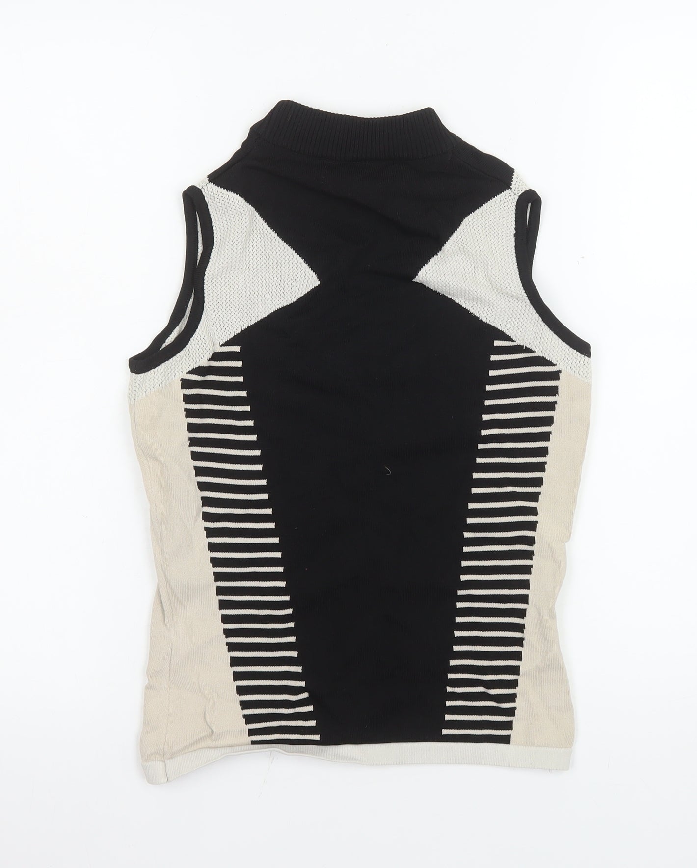 River Island Womens Black Striped High Neck Sleeveless Knit Top Size 10