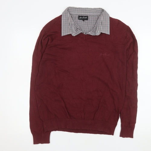 Enzo Moretti Men's Red XL Pullover V-Neck Cotton Sweatshirt