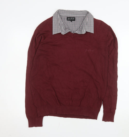 Enzo Moretti Men's Red XL Pullover V-Neck Cotton Sweatshirt