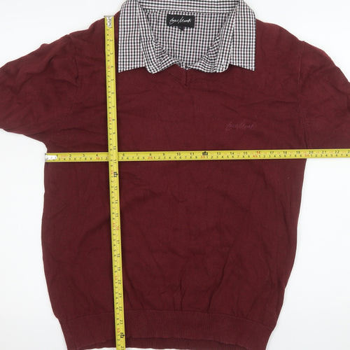 Enzo Moretti Men's Red XL Pullover V-Neck Cotton Sweatshirt