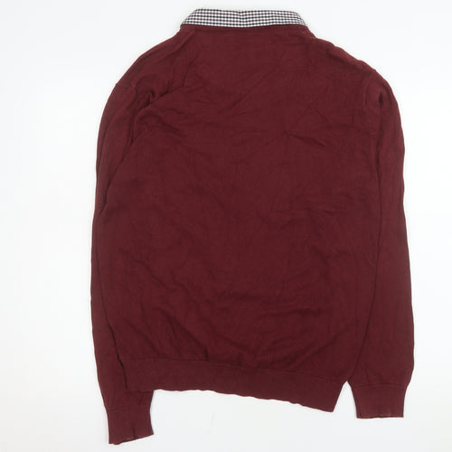 Enzo Moretti Men's Red XL Pullover V-Neck Cotton Sweatshirt