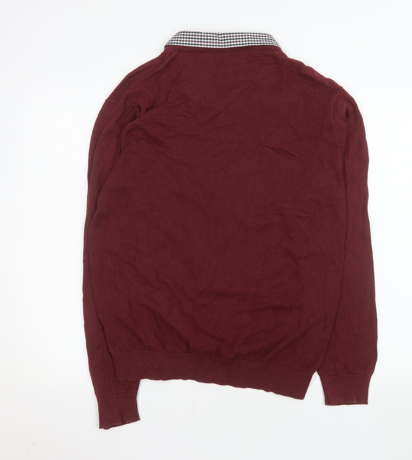 Enzo Moretti Men's Red XL Pullover V-Neck Cotton Sweatshirt