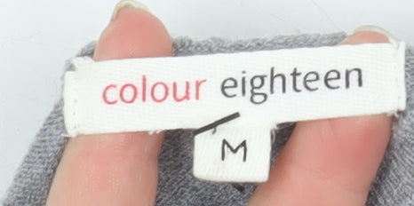 Colour Eighteen Women Grey Star Mock Neck Pullover Jumper M