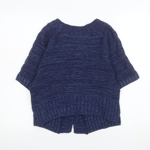 M&Co Women’s Blue Cable-Knit Petite Short Sleeve Cardigan Size S