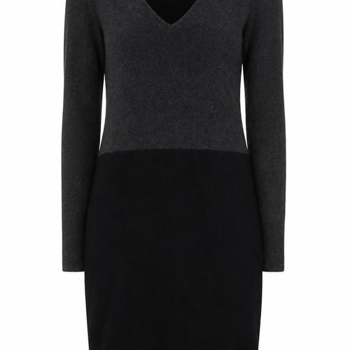 The White Company Women’s Black Knit Bodycon Dress Size 6 V-Neck Long Sleeve