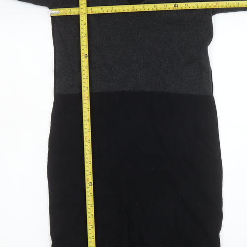 The White Company Women’s Black Knit Bodycon Dress Size 6 V-Neck Long Sleeve