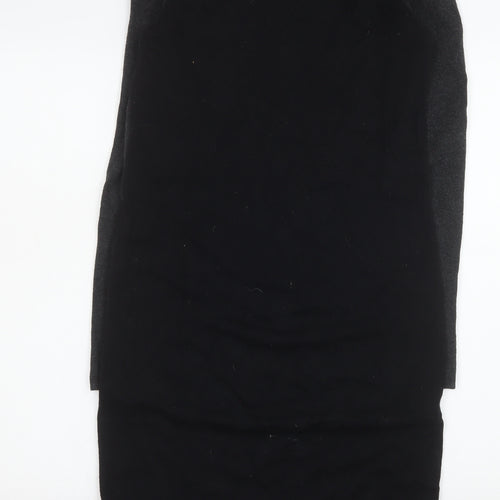 The White Company Women’s Black Knit Bodycon Dress Size 6 V-Neck Long Sleeve
