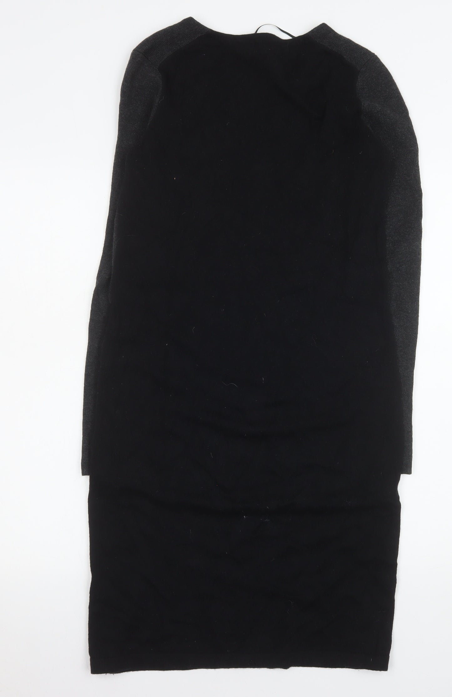 The White Company Women’s Black Knit Bodycon Dress Size 6 V-Neck Long Sleeve